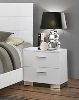 Felicity - 2-Drawer Nightstand - White High Gloss by CoasterEssence | Bel Furniture