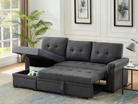 Destiny - Linen Reversible Sleeper Sectional Sofa With Storage Chaise by Lilola Home | Bel Furniture