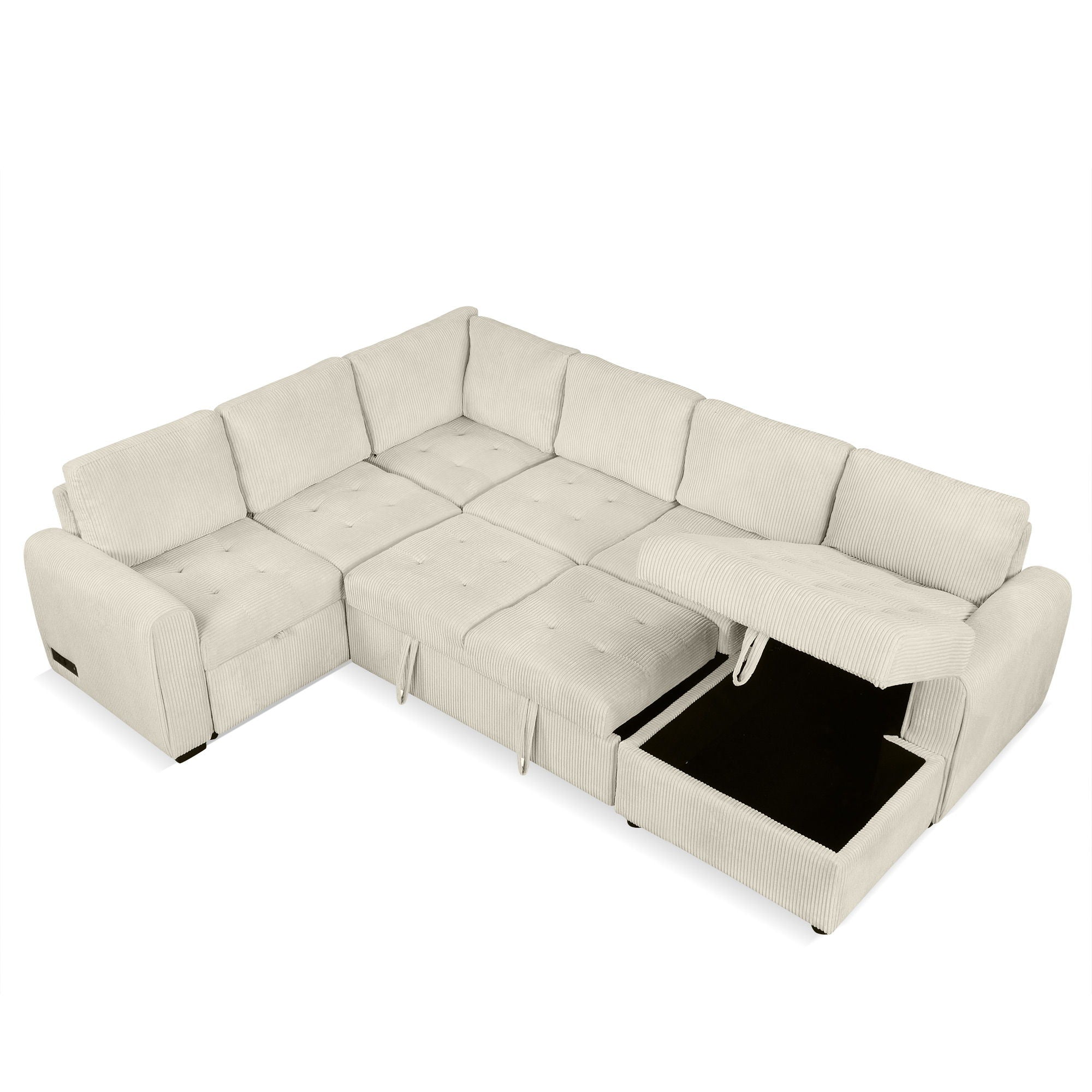 U-Shaped Sofa Sectional Sofa Pull-Out Sofa Bed With A Storage Chaise Lounge, Charging Devices For Living Room