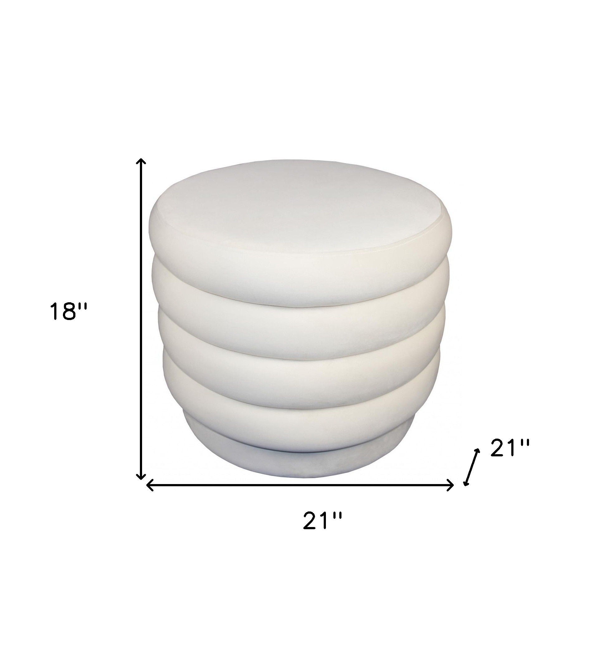 Velvet Tufted Round Cocktail Ottoman - White