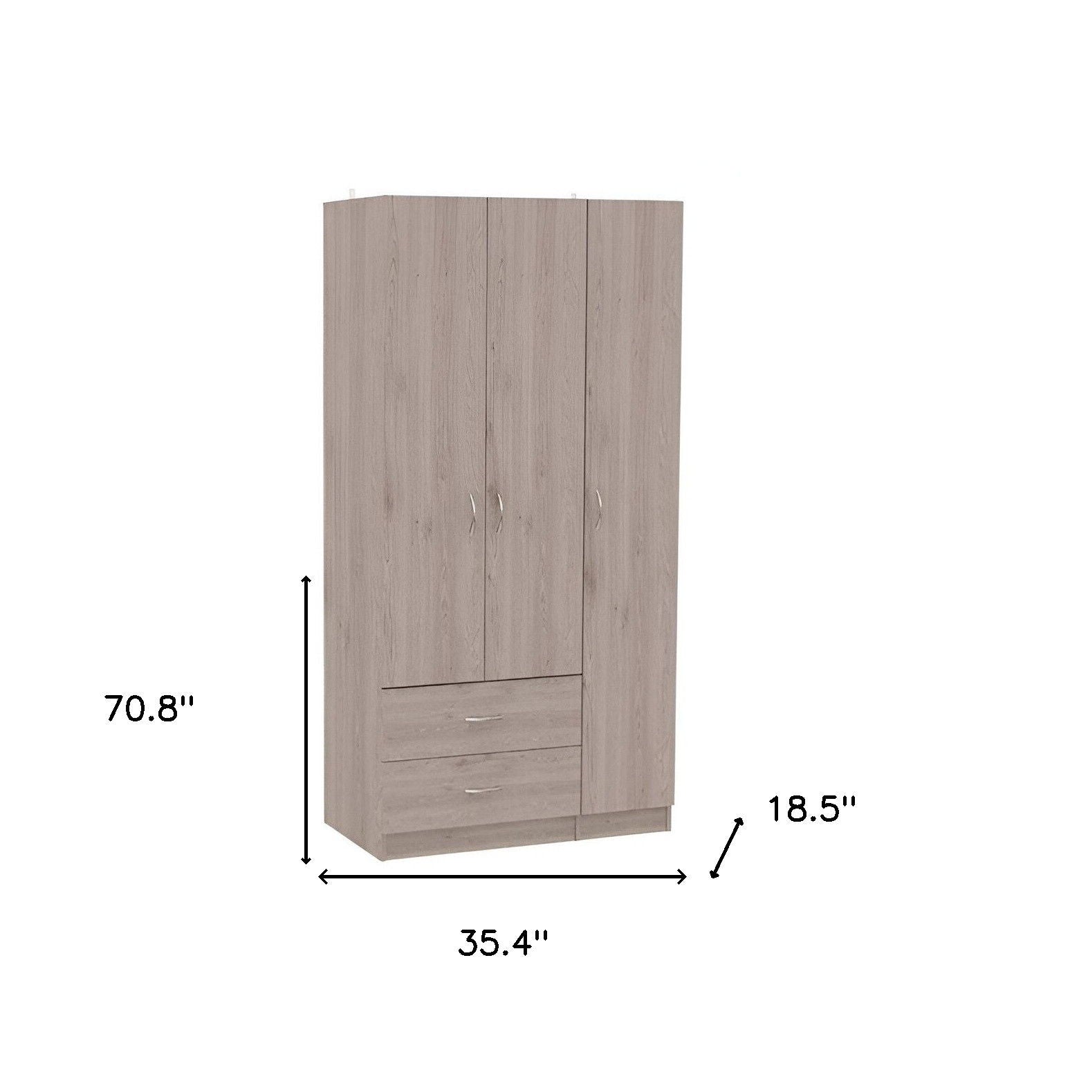 Two Drawer Combo Dresser - Light Gray