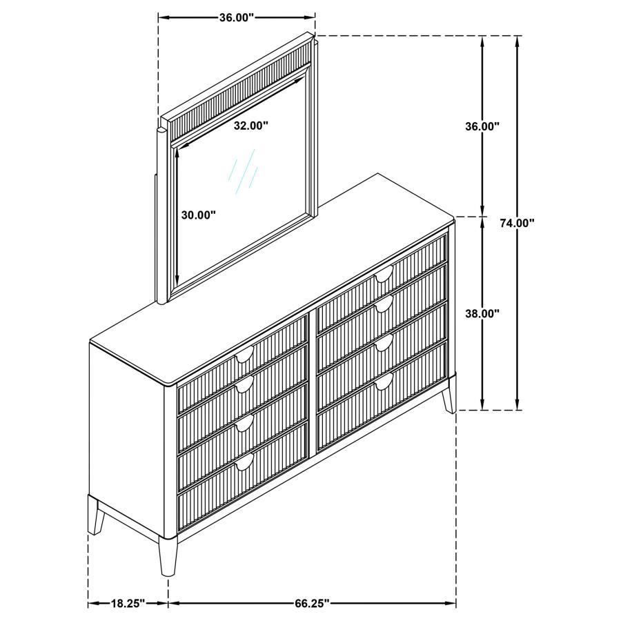 Brookmead - 8-Drawer Bedroom Dresser With Mirror - Black