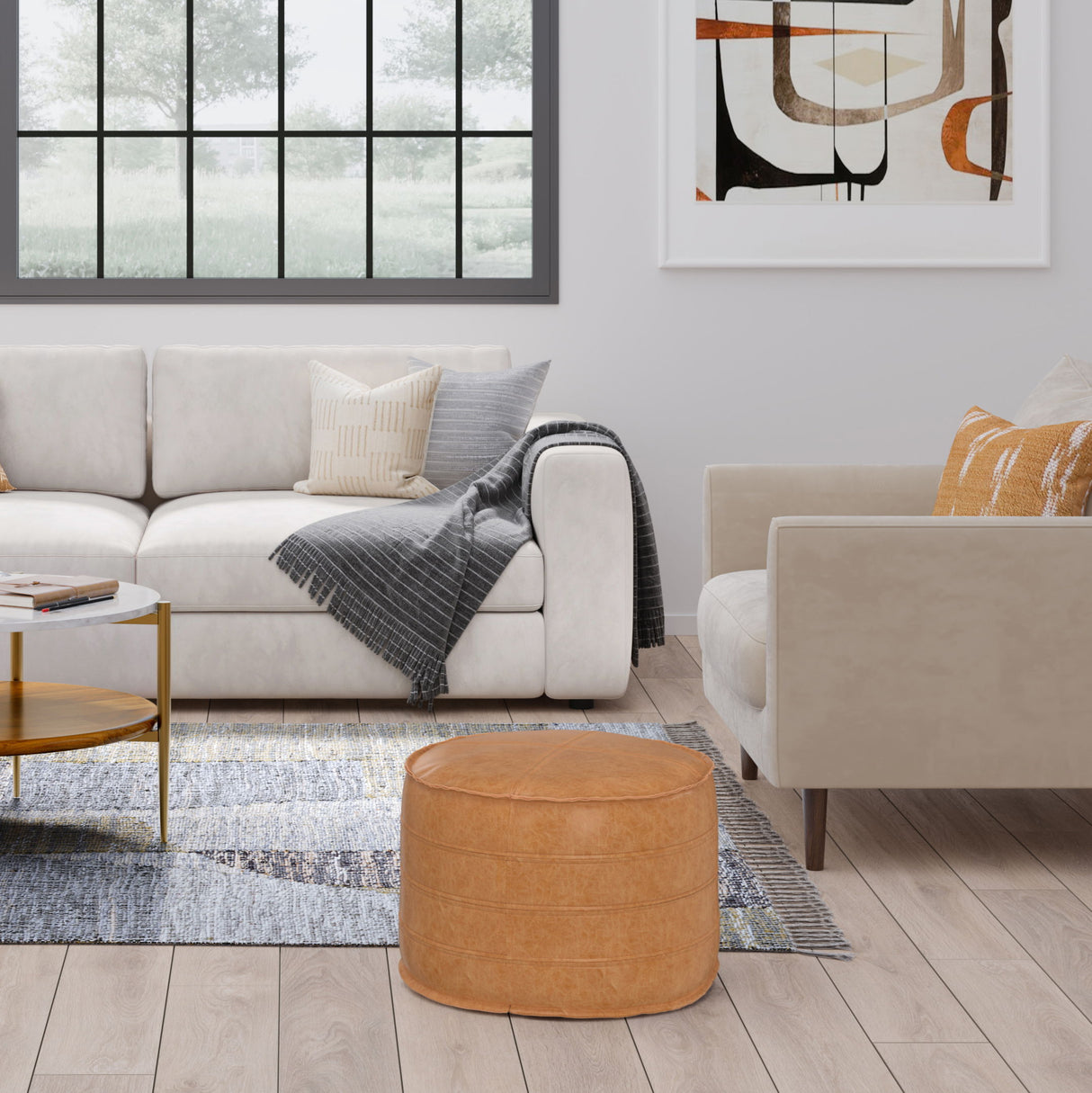 Brody - Round Pouf by Simpli-Home | Bel Furniture