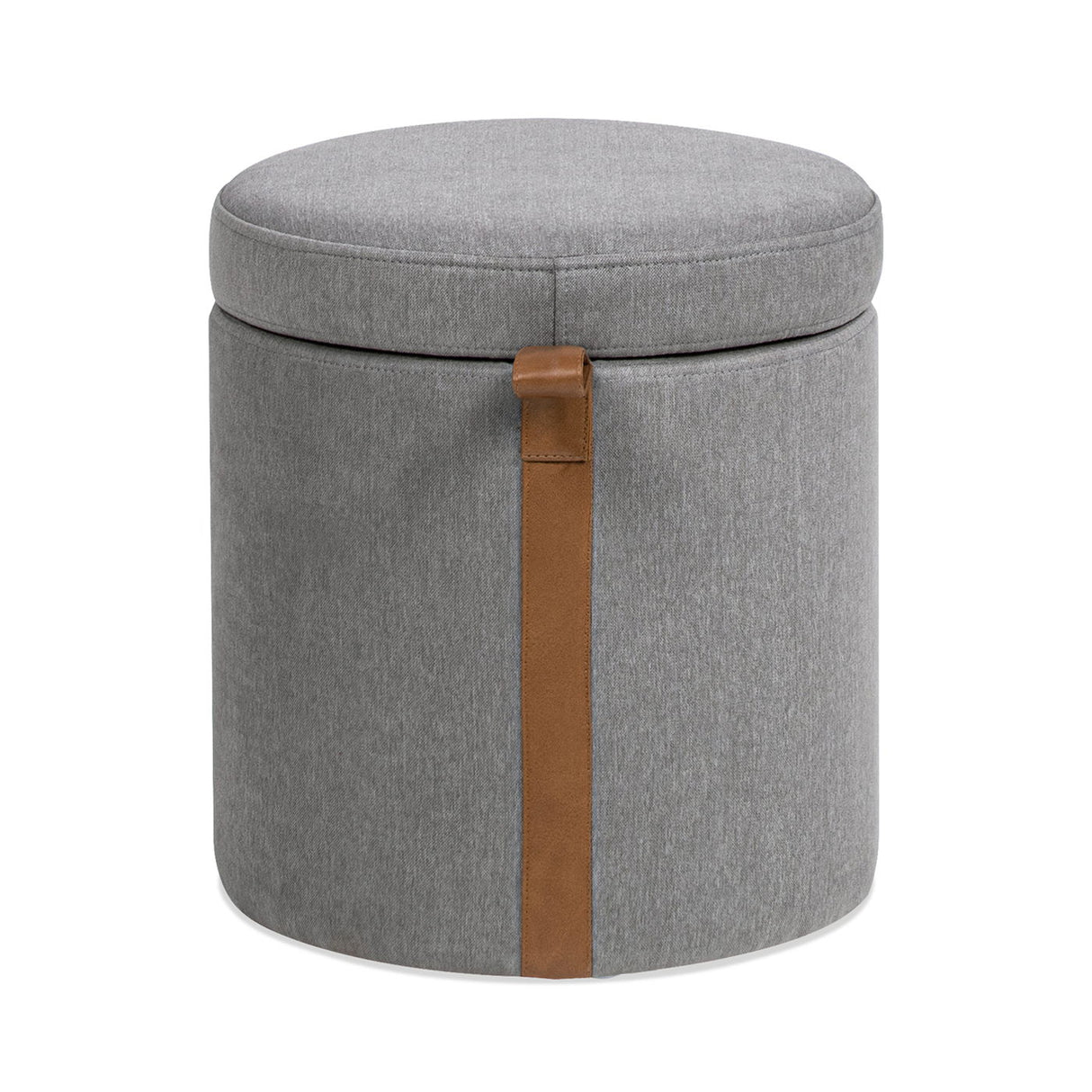 Brandy - Round Upholstered Storage Ottoman With Leather Accent by Jennifer Taylor Home | Bel Furniture