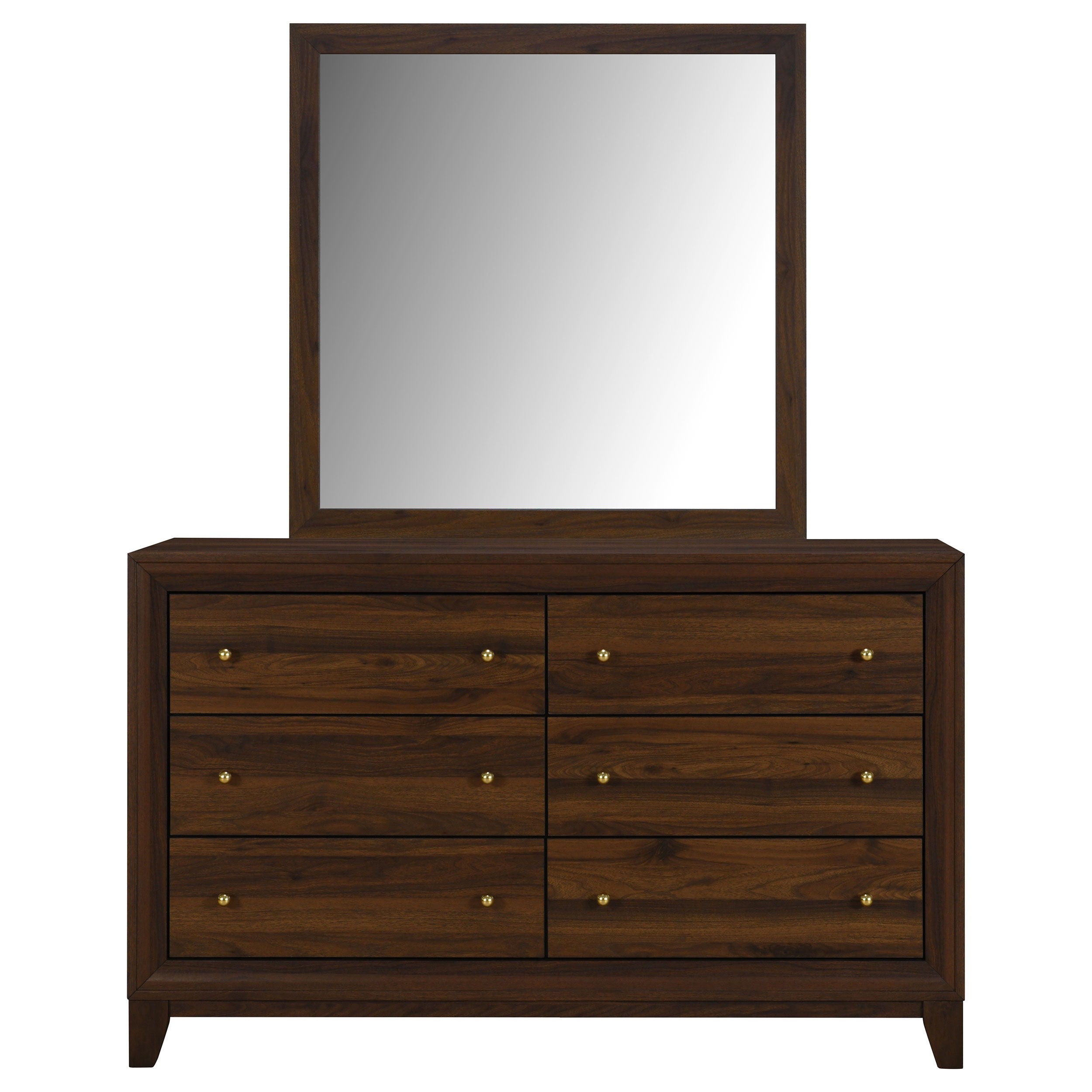 Welsley - 6-Drawer Dresser And Mirror - Walnut