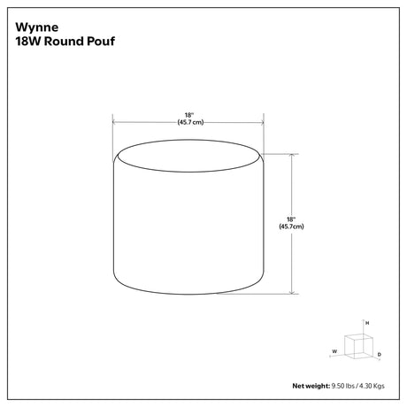 Wynne - Round Knitted Outdoor / Indoor Pouf - Orange - view 2
