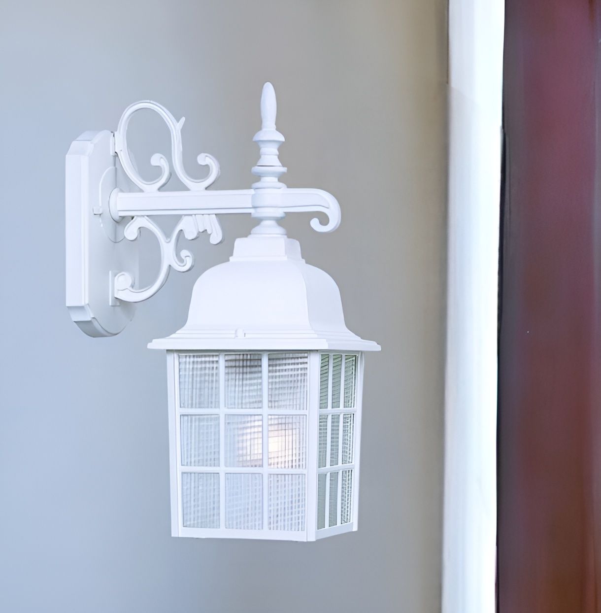 Window Pane Lantern Wall Light - White