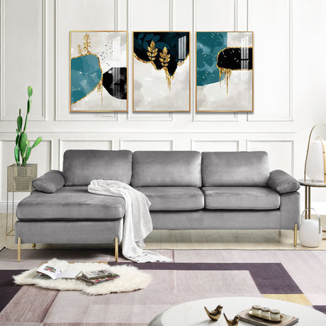 Shannon - Velvet Sectional Sofa With Chaise Gray by Cynthia's Furniture | Bel Furniture