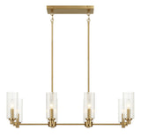 Willow - 8 Lights Island With Clear Ribbed Pendant Lamp Satin - Antique Brass / Clear / Gold by Ashcroft Furniture | Bel Furniture