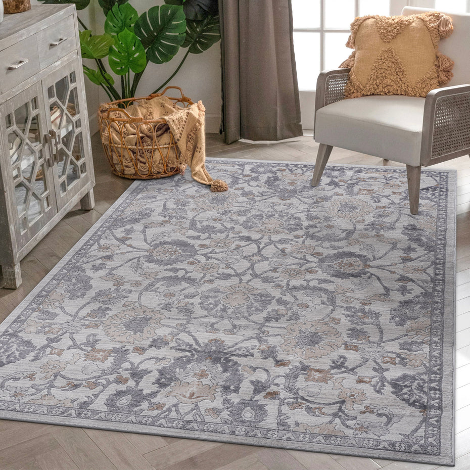 Marfi - Oriental Non-Shedding Living Room Bedroom Dining Home Office Stylish And Stain Resistant Area Rug - Sand / Ivory