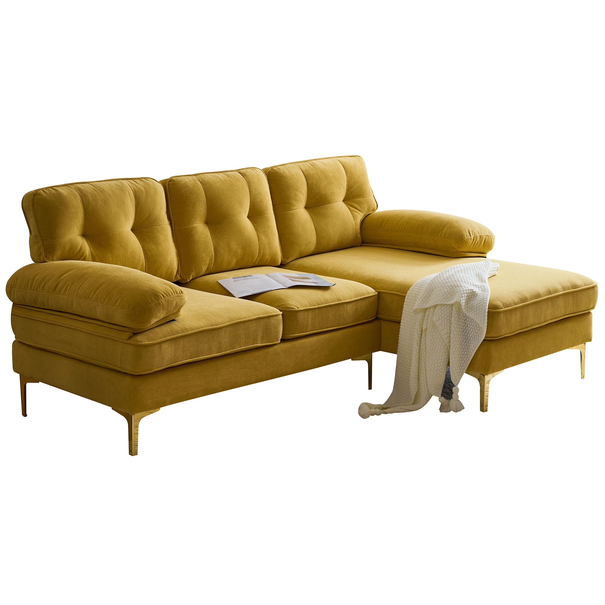 Modern Sectional Sofas Couches Velvet L Shaped Couches For Living Room, Bedroom