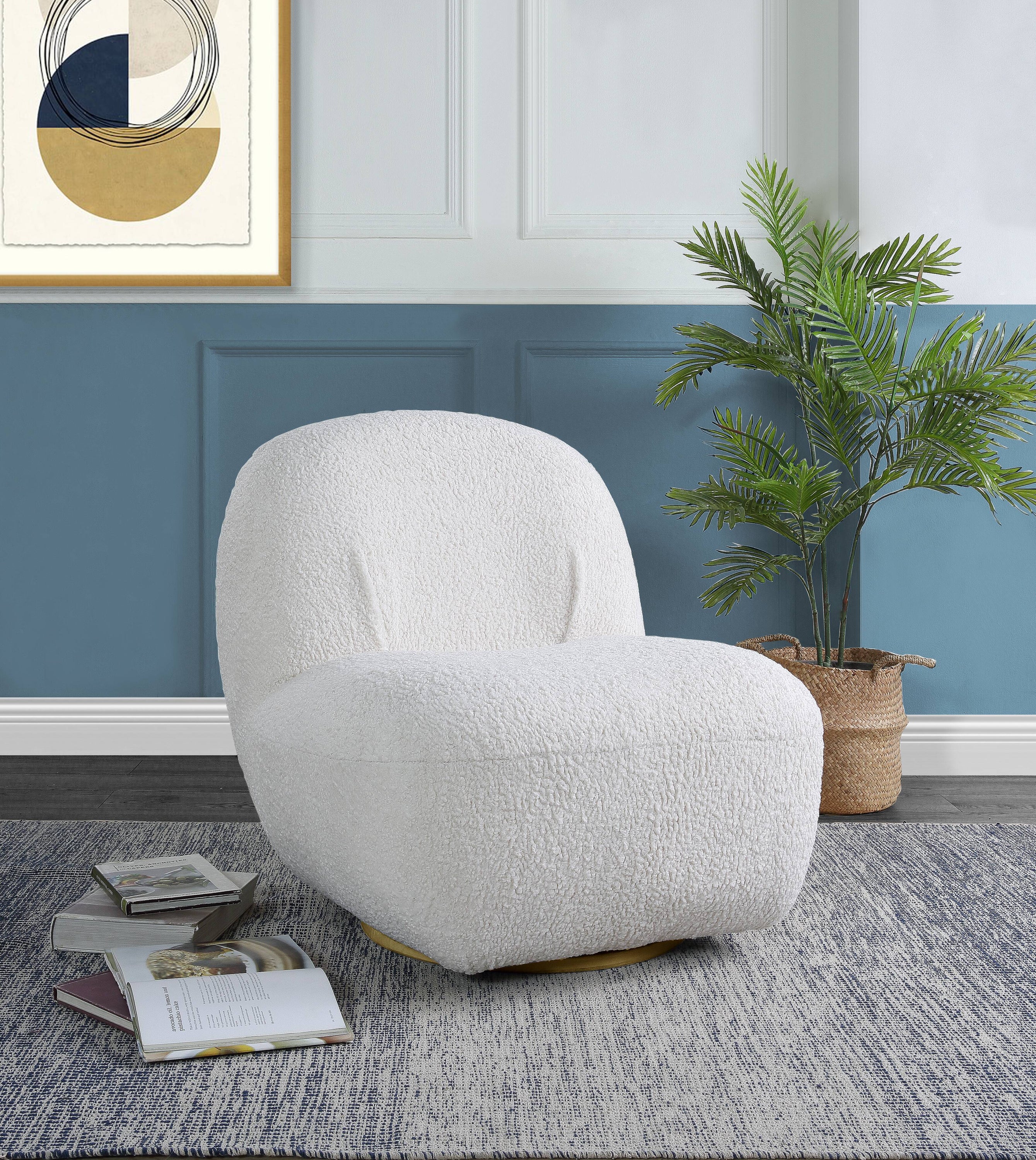 Yedaid - Teddy Sherpa Accent Chair With Swivel - White