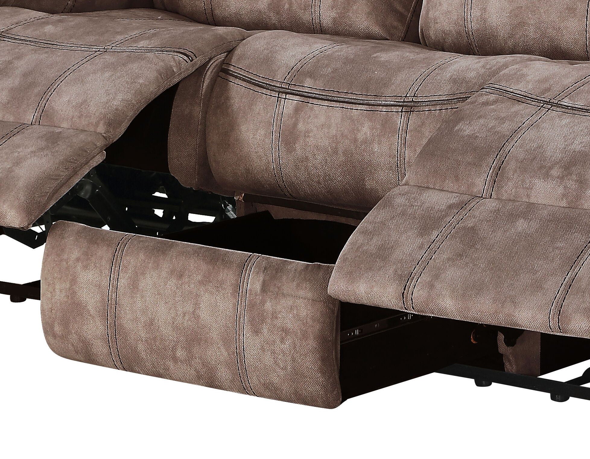 Zubaida - Two Tone Velvet Recliner Sofa With USB Port Drop Down Table