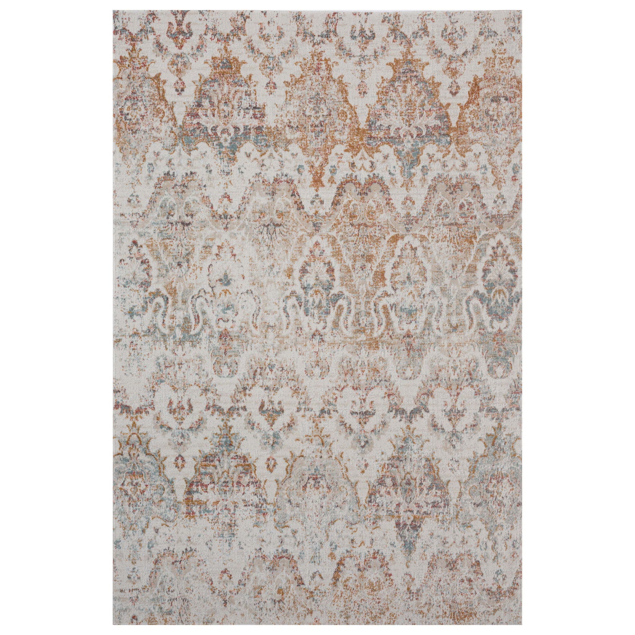 8' X 10' Stain Resistant Indoor / Outdoor Area Rug - Beige Damask