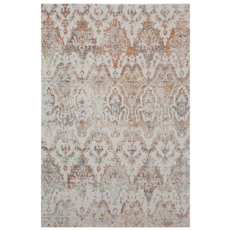 8' X 10' Stain Resistant Indoor / Outdoor Area Rug - Beige Damask