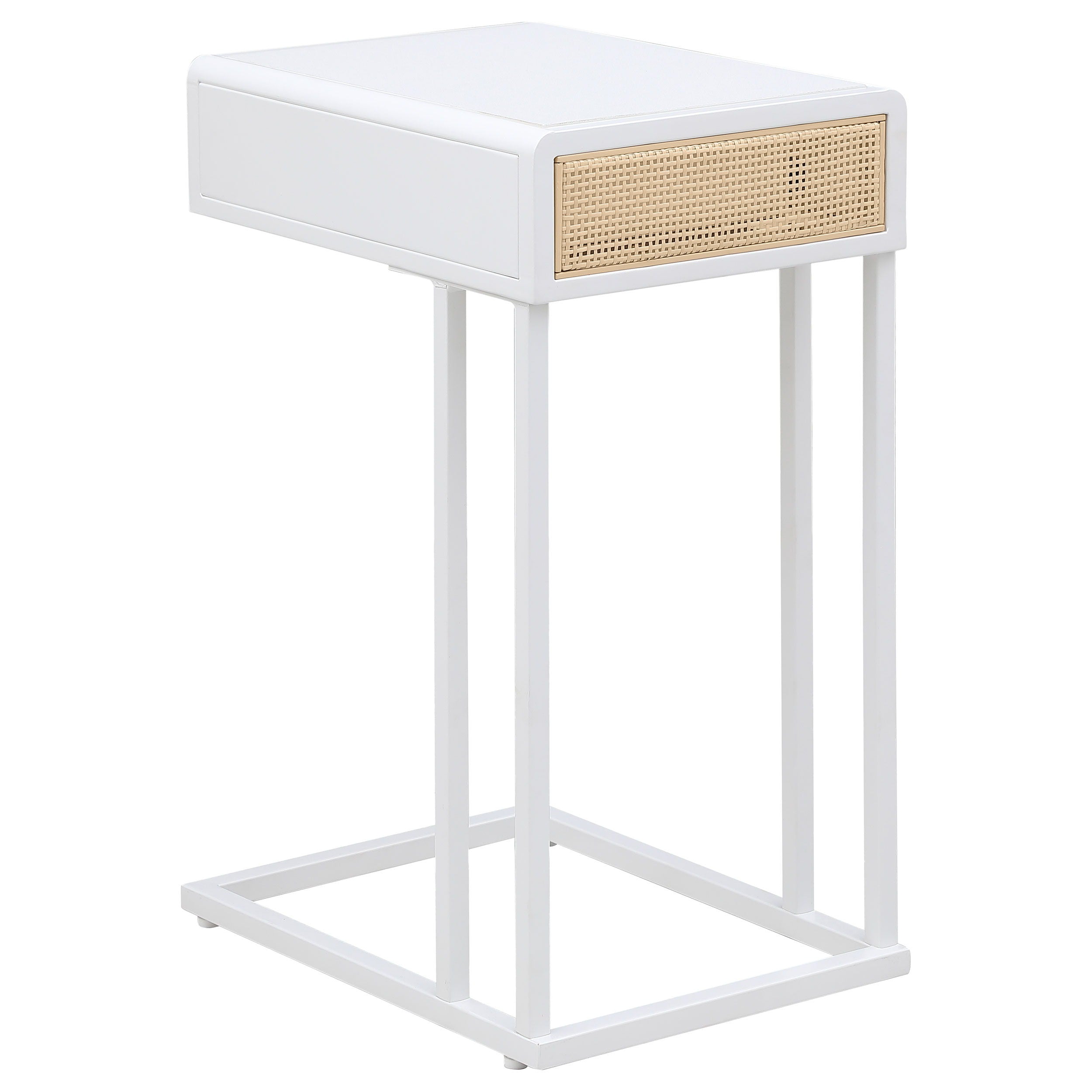 Amherst - 1-Drawer Radio Weave Cane Metal Side Table