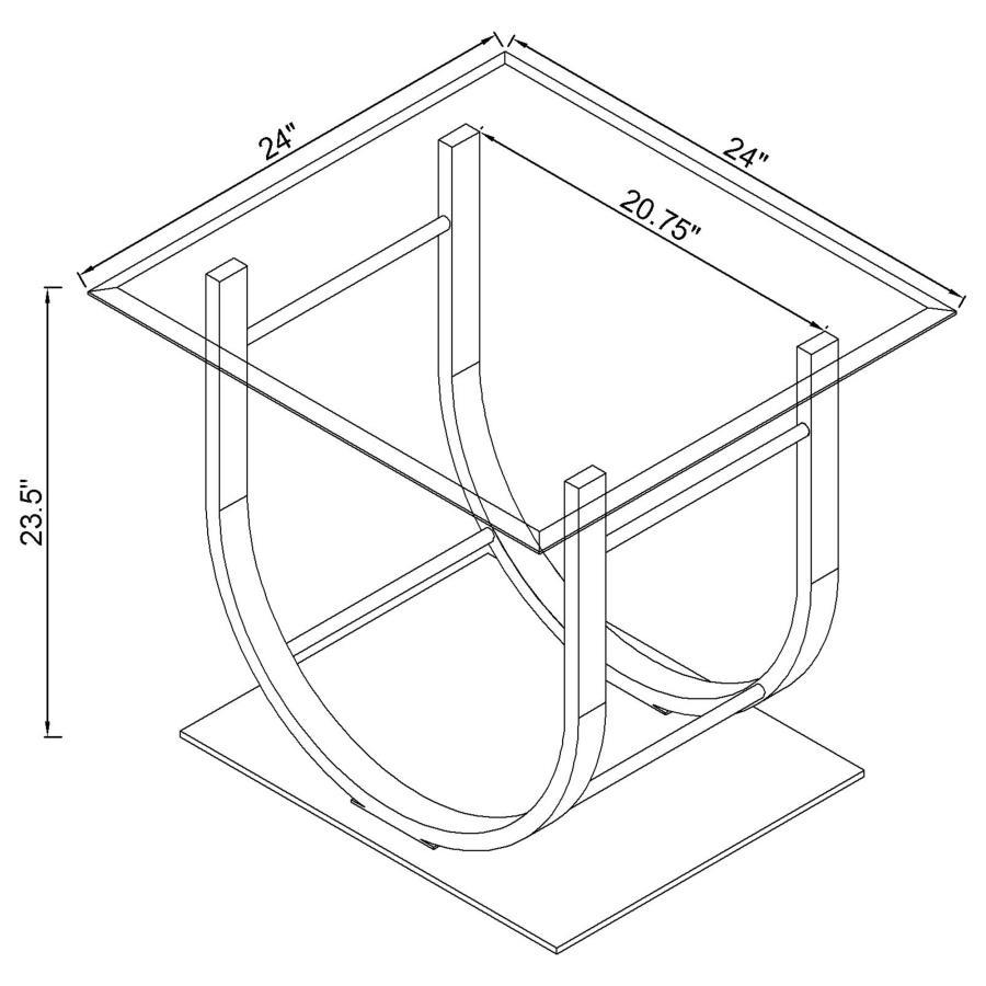 Danville - Square U-Shaped Glass Top Side End Table - Chrome