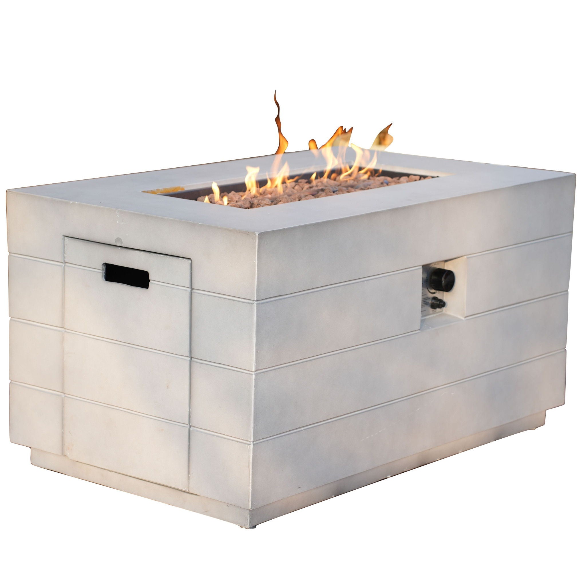 Aluminum Natural Gas Rectangular Fire Pit Table With Cover - Gray