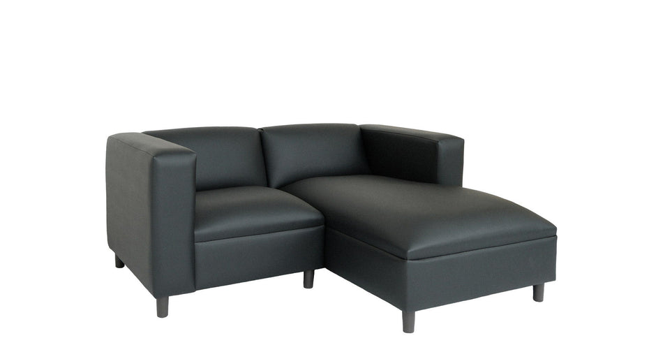 Faux Leather Sofa Chaise - Black