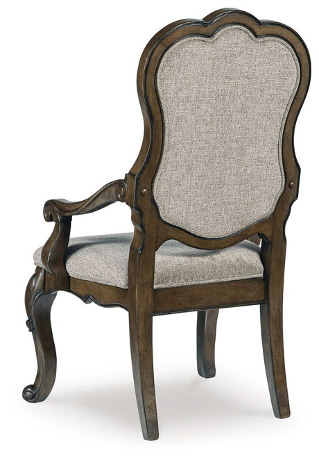 Maylee - Dark Brown - Dining Upholstered Arm Chair (Set of 2) by Signature Design by Ashley® | Bel Furniture