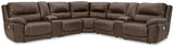 Dunleith - Power Reclining Sectional Dark Brown 7 Pc. Power Reclining Sectional With 2 Storage Consoles by Signature Design by Ashley® | Bel Furniture
