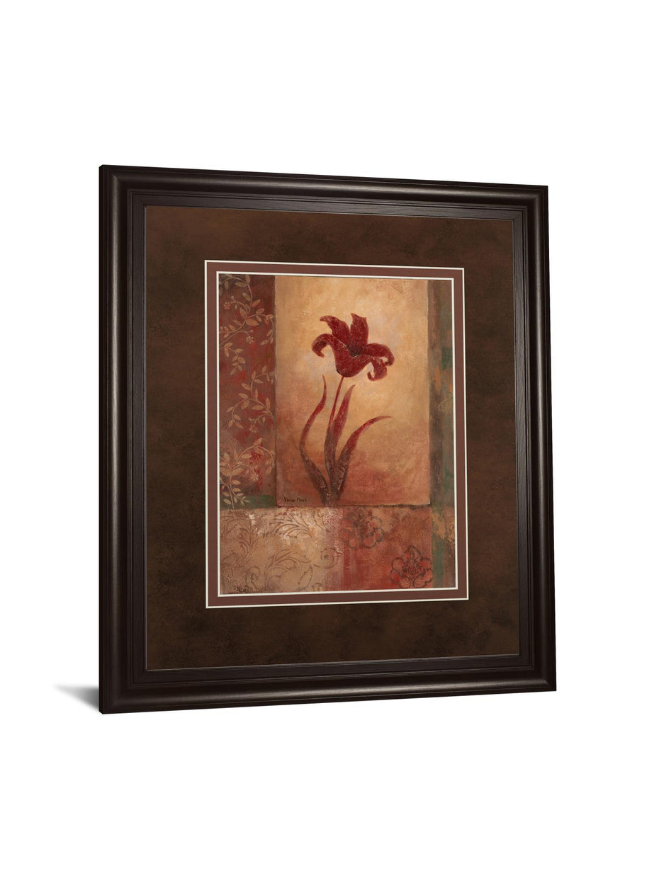 Lily Silhouette By Vivian Flasch - Framed Print Wall Art - Red