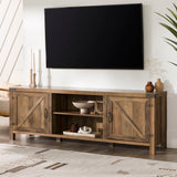 Rustic Farmhouse Double Barn Door 70" TV Stand For 80" TVs With Center Shelves by Walker Edison | Bel Furniture