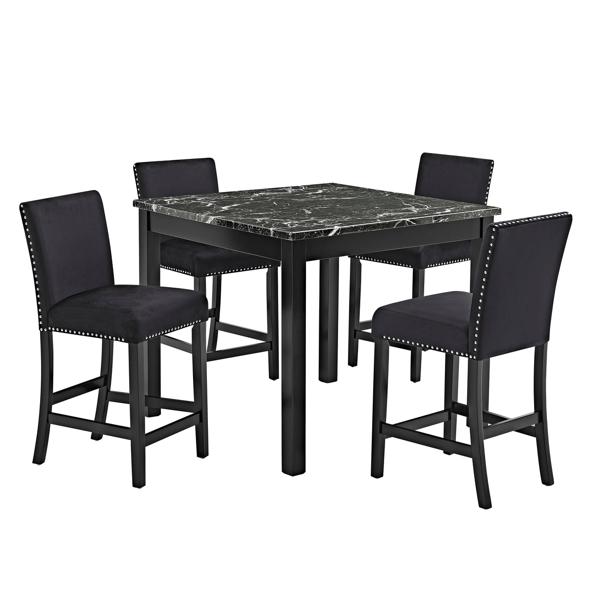 Lennon 5-Pk Counter Height Set Black