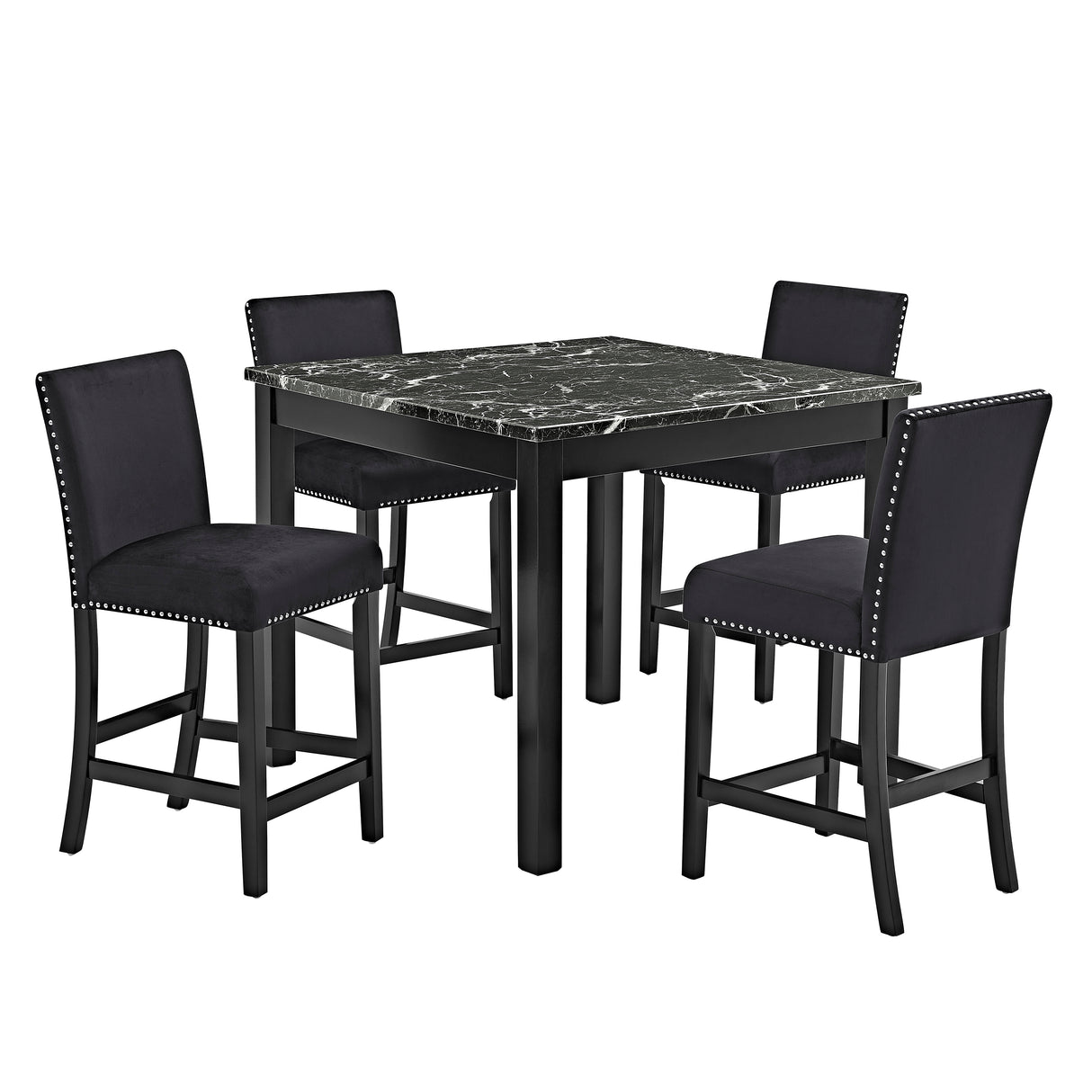Lennon 5-Pk Counter Height Set Black