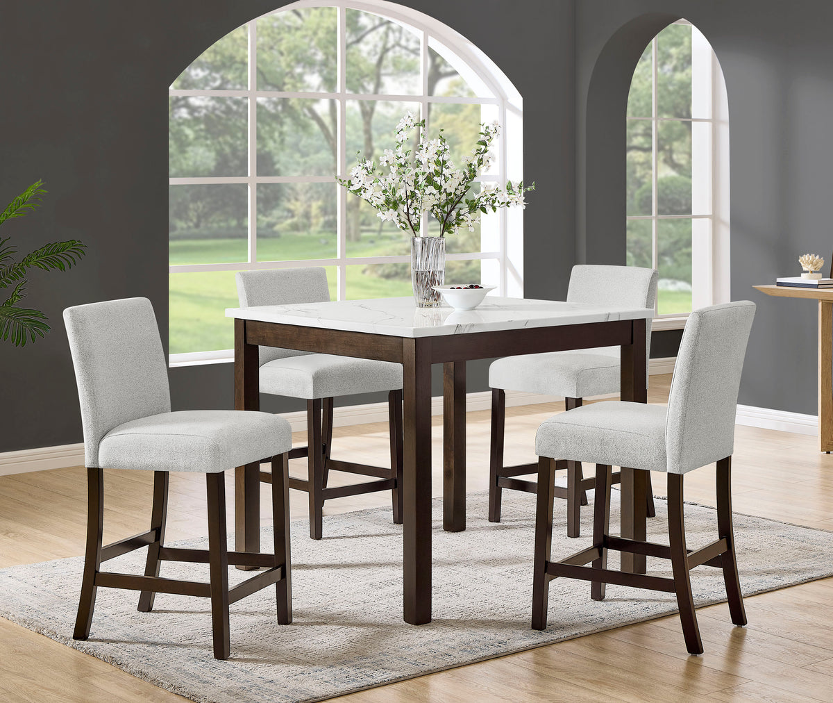 Lennon 5-Pk Counter Height Set Brown