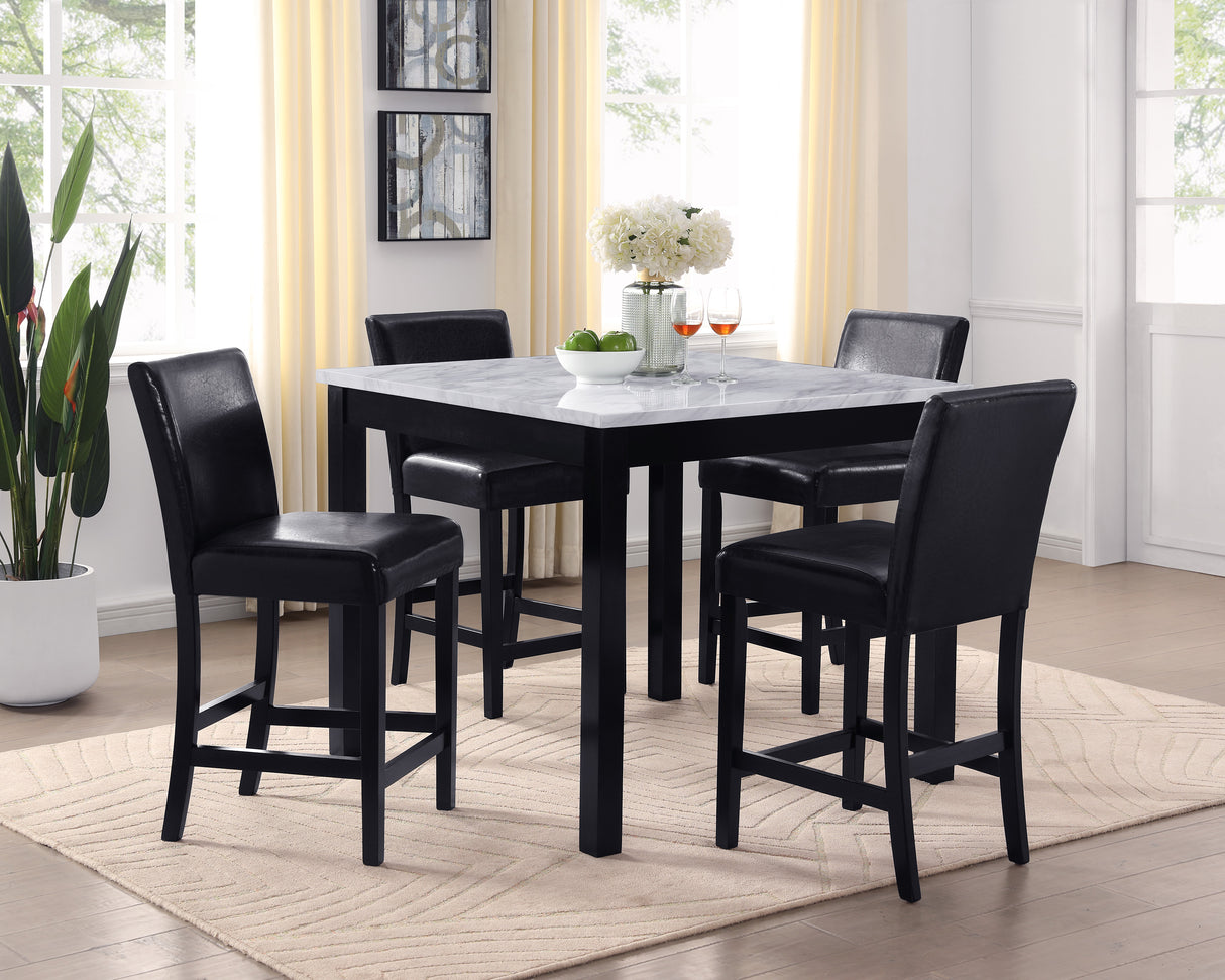 Lennon - 5 Piece Counter Height Table Set - Black / White