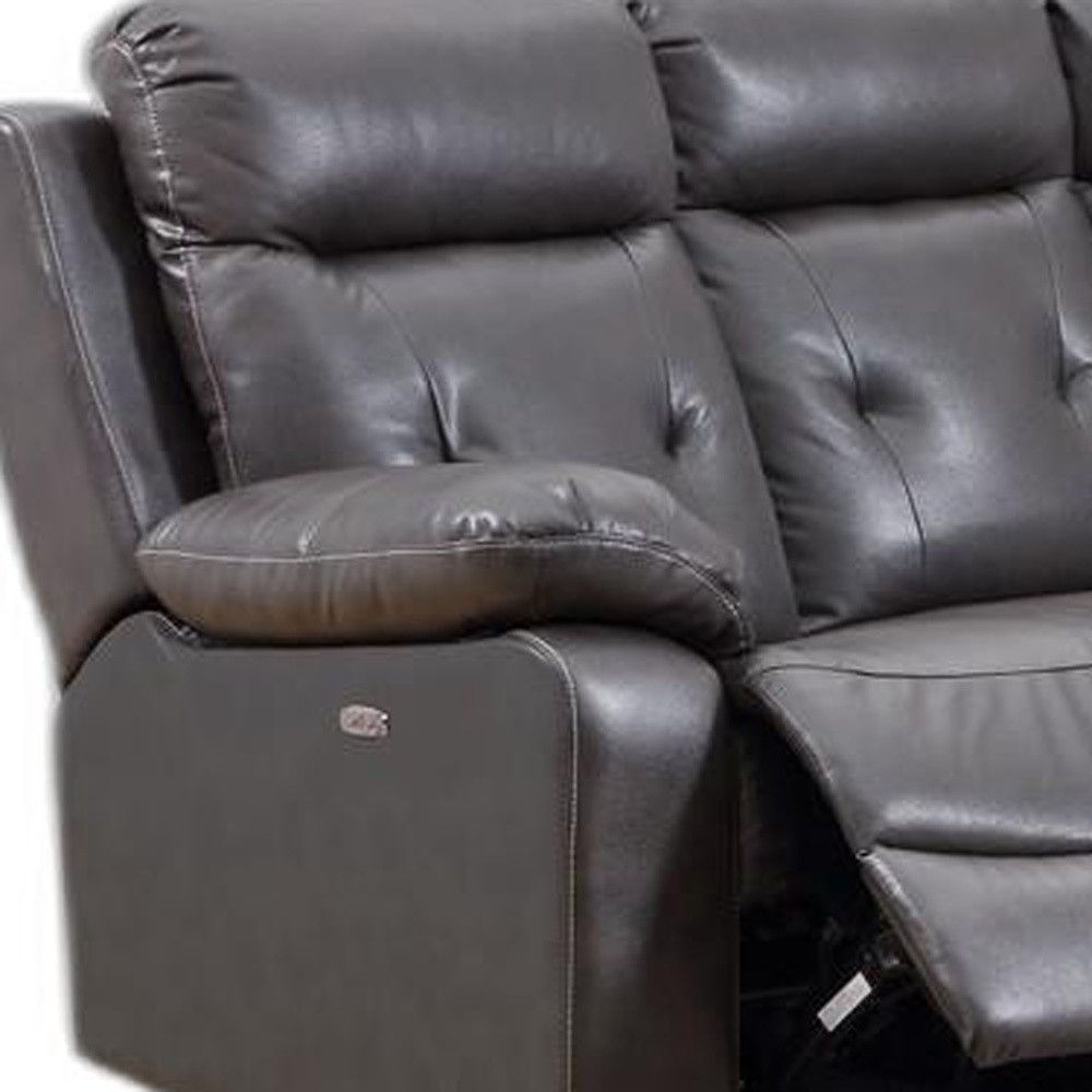 Polyester Blend Power Reclining U Shaped Three Piece Corner Sectional - Dark Gray