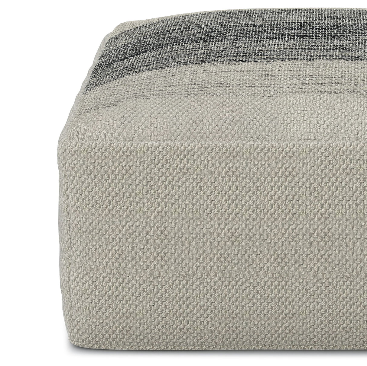 Sabella - Square Woven Outdoor / Indoor Pouf - Gray / White by Simpli-Home | Bel Furniture