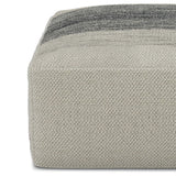 Sabella - Square Woven Outdoor / Indoor Pouf - Gray / White by Simpli-Home | Bel Furniture