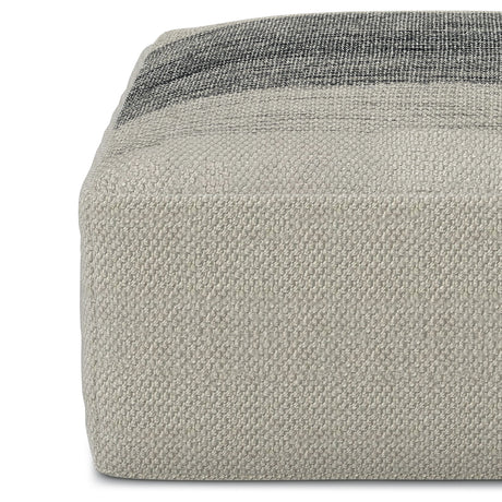Sabella - Square Woven Outdoor / Indoor Pouf - Gray / White by Simpli-Home | Bel Furniture