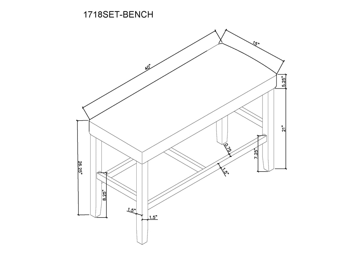 Marbel Counter Height Bench Dove