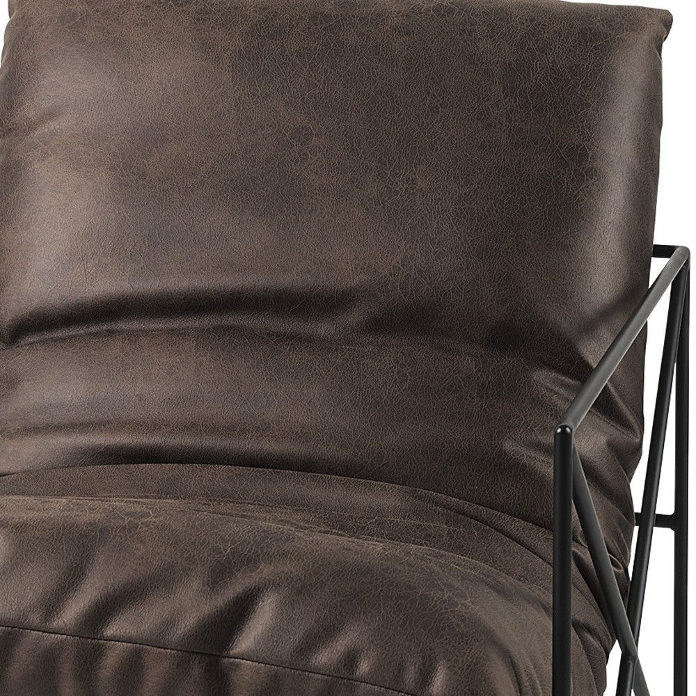 Faux Leather Contemporary Metal Chair - Dark Brown