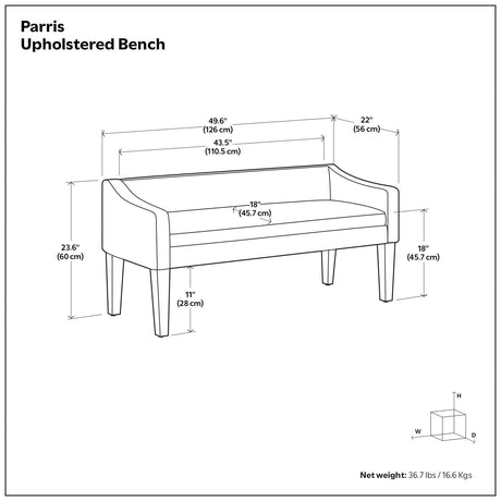 Parris - Contemporary Upholstered Bench - view 5