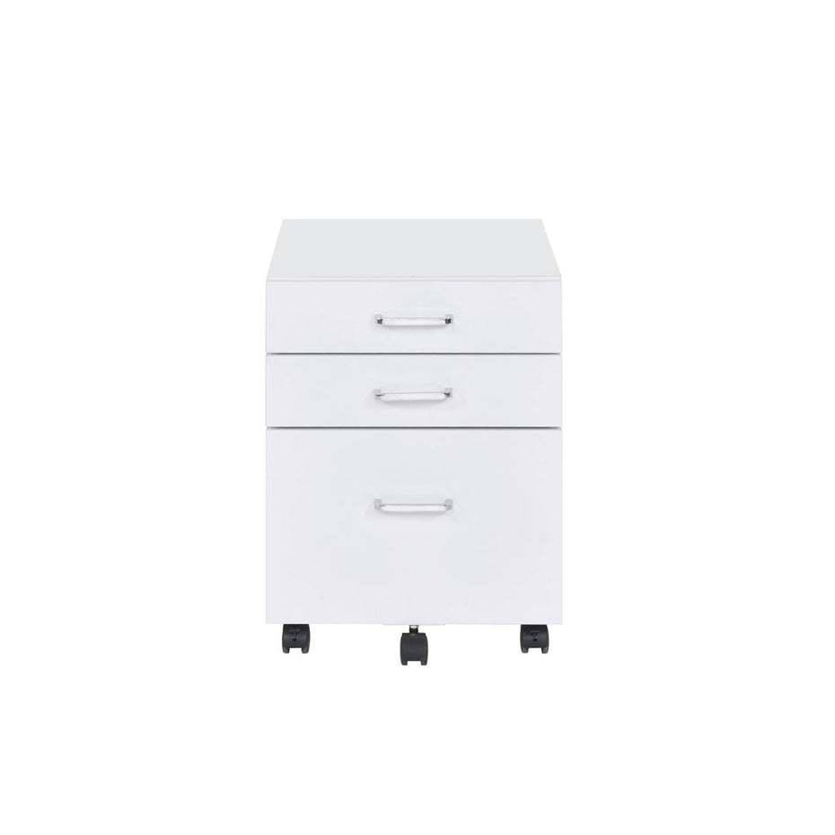 Tennos - File Cabinet - White / Chrome