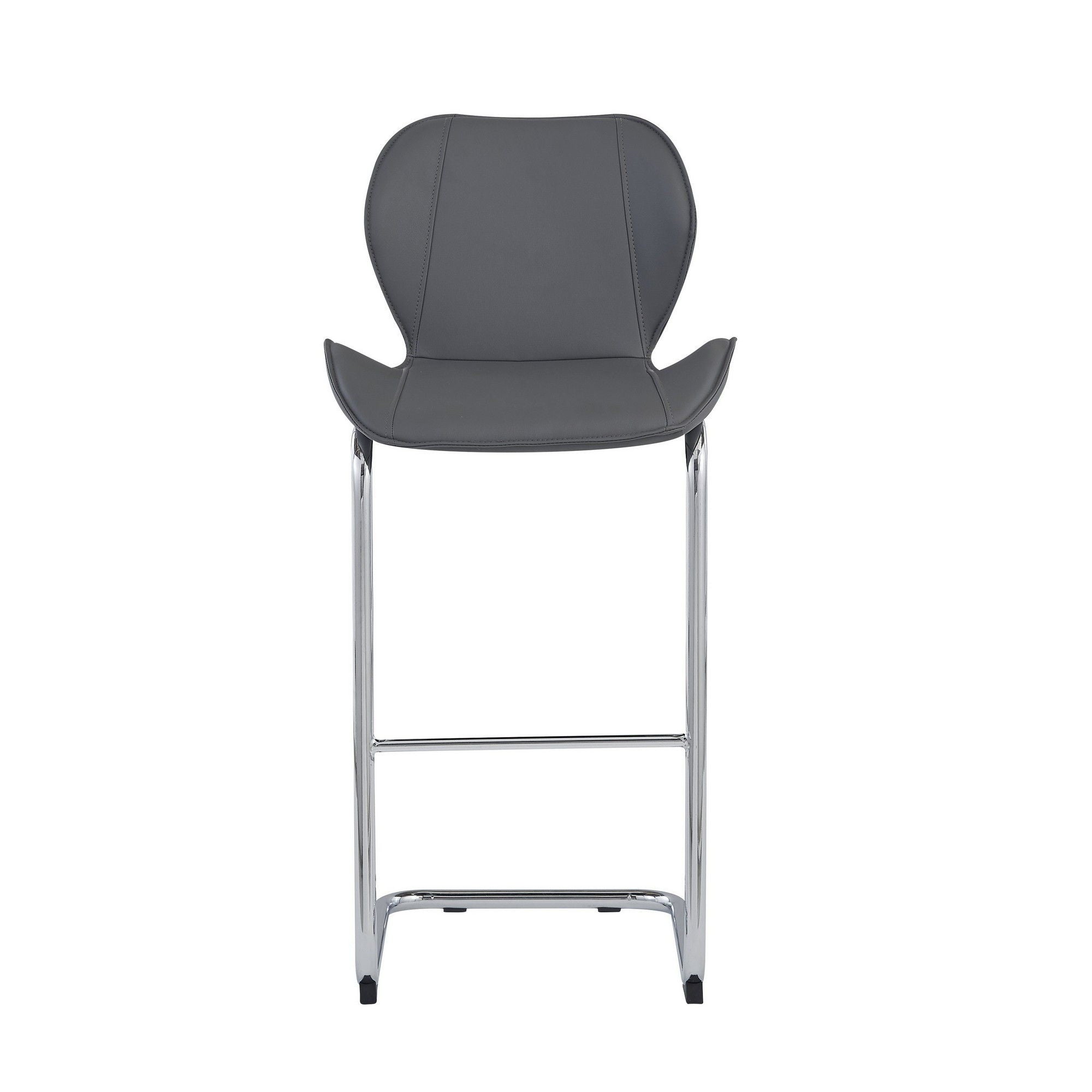 Metal Low Back Bar Height Bar Chairs (Set of 4) - Gray / Silver