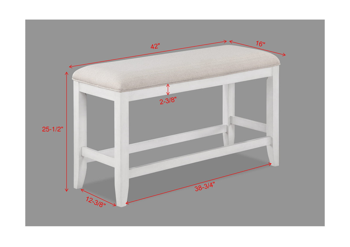 Wendy - Counter Height Bench - White / Beige by Crown Mark | Bel Furniture