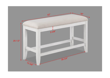 Wendy - Counter Height Bench - White / Beige by Crown Mark | Bel Furniture