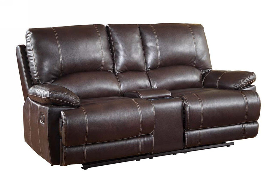 Faux Leather Love Seat Manual Reclining With Storage - Brown