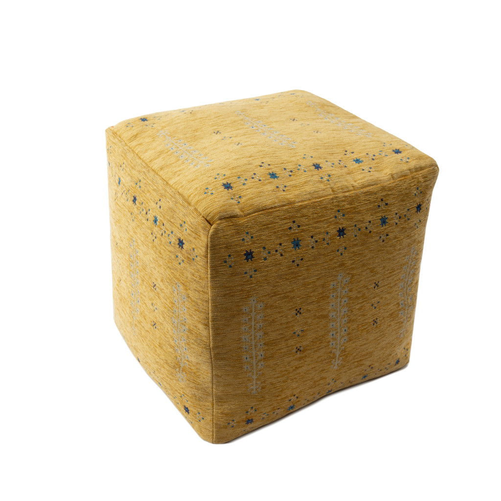 Polyester Blend Ottoman - Yellow