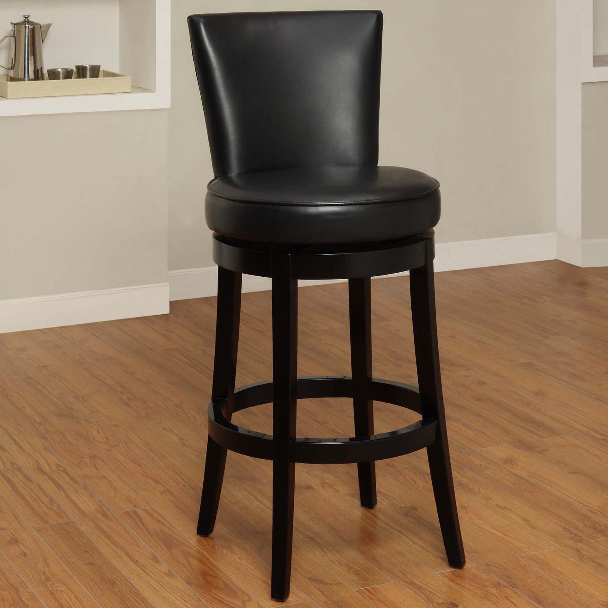 Solid Wood Swivel Bar Height Bar Chair - Black