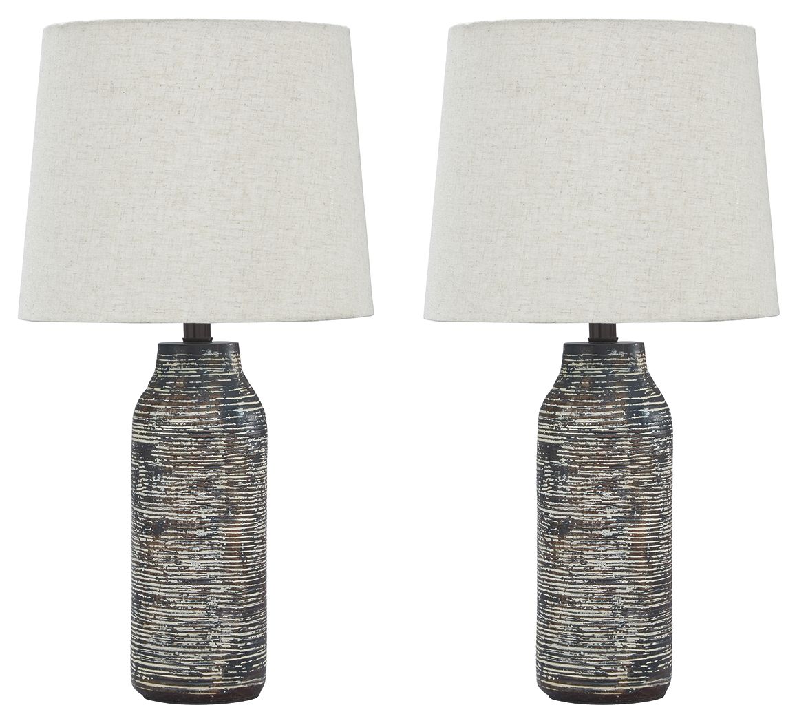 Mahima Paper Table Lamp (Set of 2) Black and White