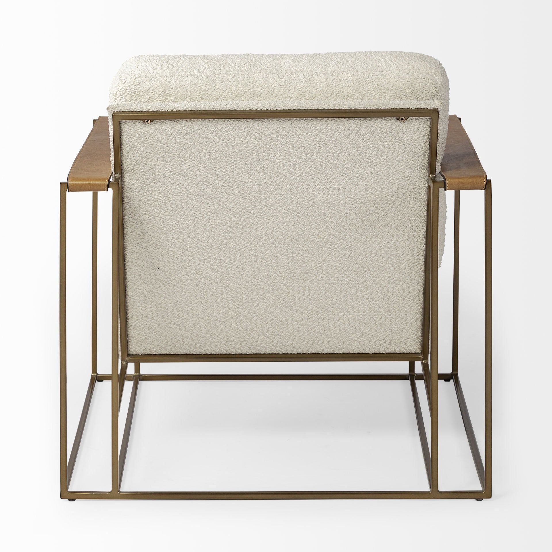 Wood Linen Arm Chair - Cream / Brown