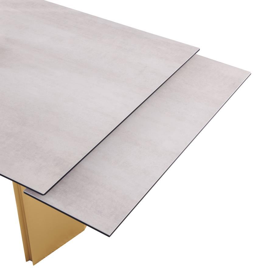 Vesa - Glass Top Extension Dining Table - Beige by Coaster Fine Furniture | Bel Furniture