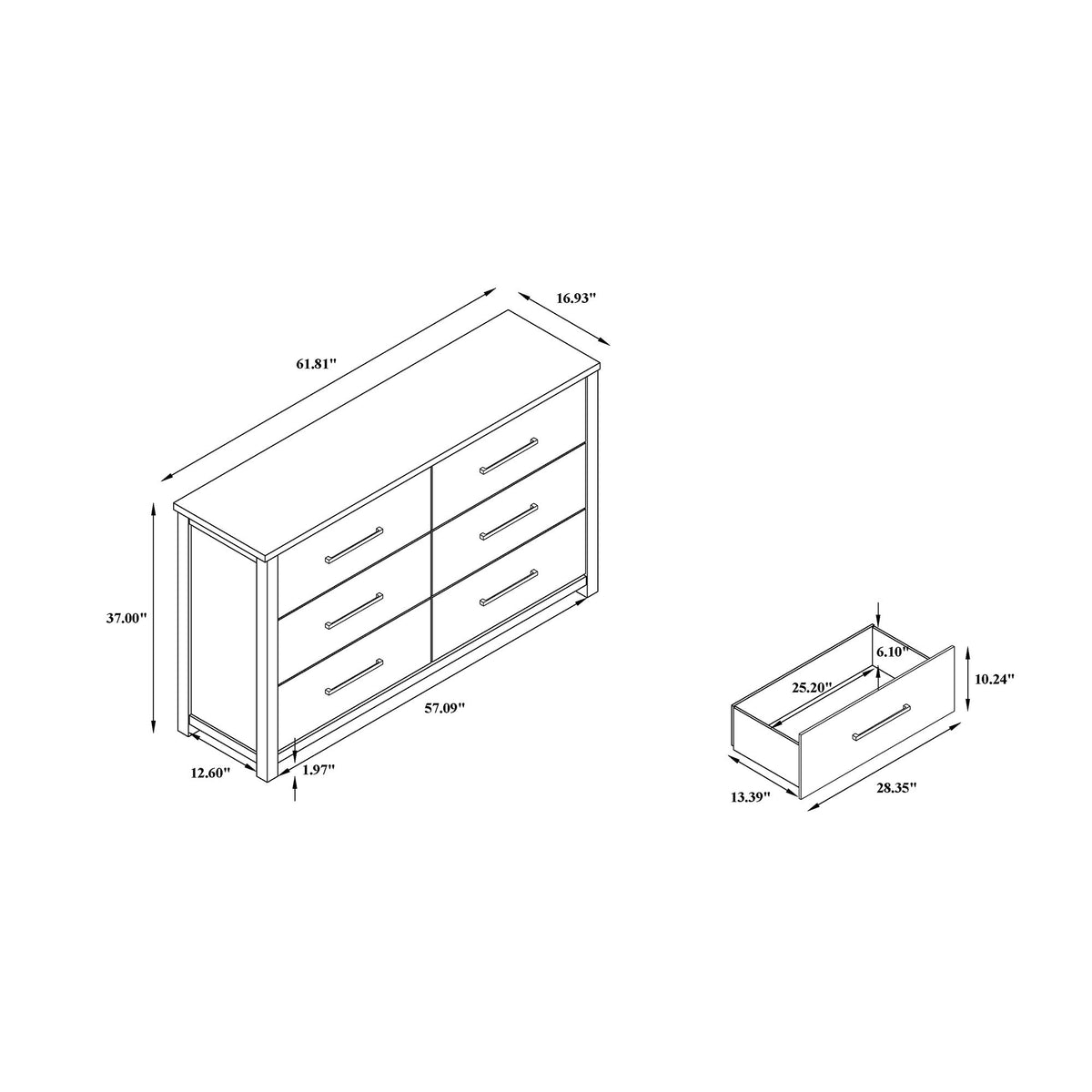 Avery - Dresser, Spacious Drawers, Block Feet - Beige - view 2