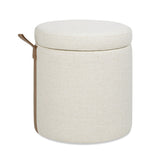 Brandy - Round Upholstered Storage Ottoman With Leather Accent by Jennifer Taylor Home | Bel Furniture